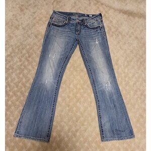 Miss Me Jeans Womens Size 29 x 31 Boot Cut JP5100U Cross Pocket Rhinestone Y2K